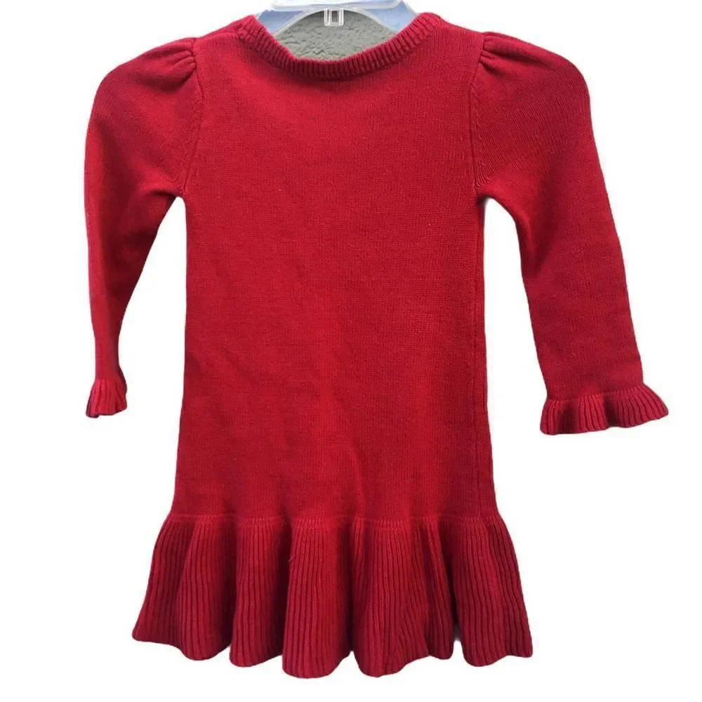 Gap Toddler Red Knitted sweaterdress 3 holiday
